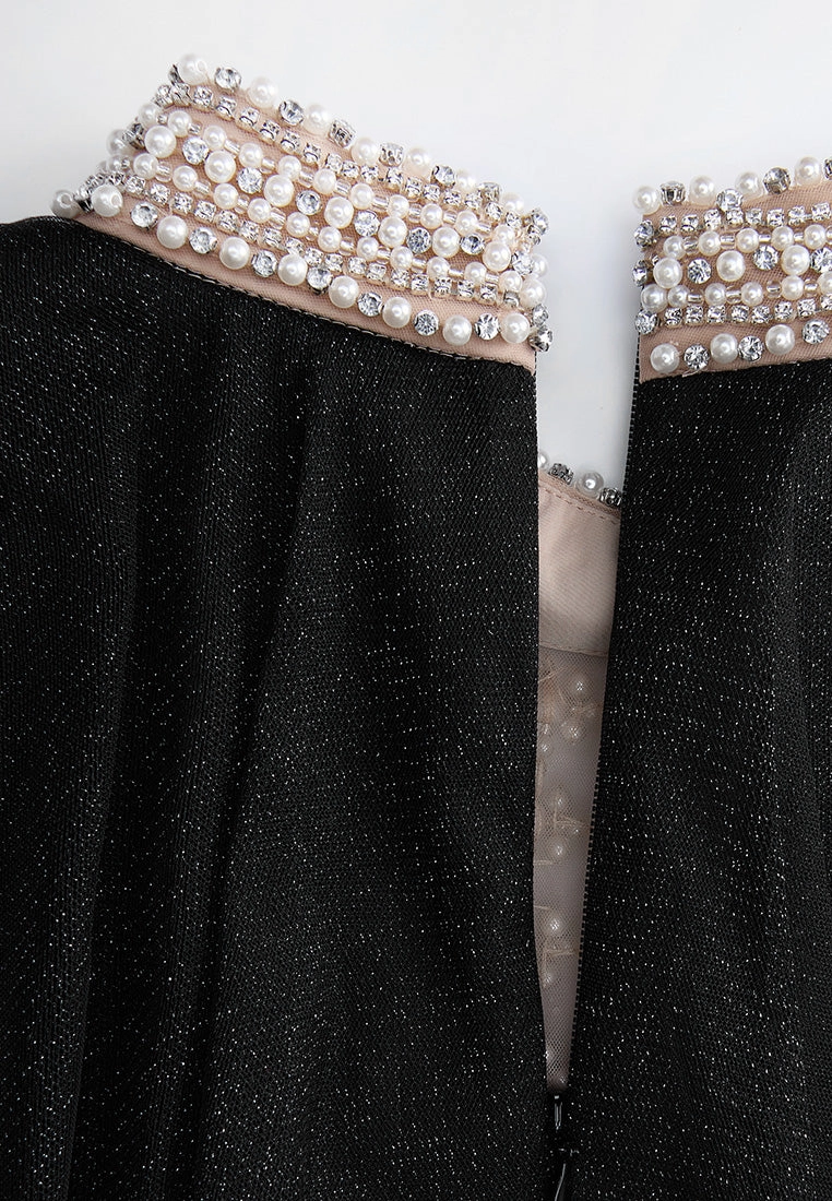 Pearl-detail Lurex Organza Gown