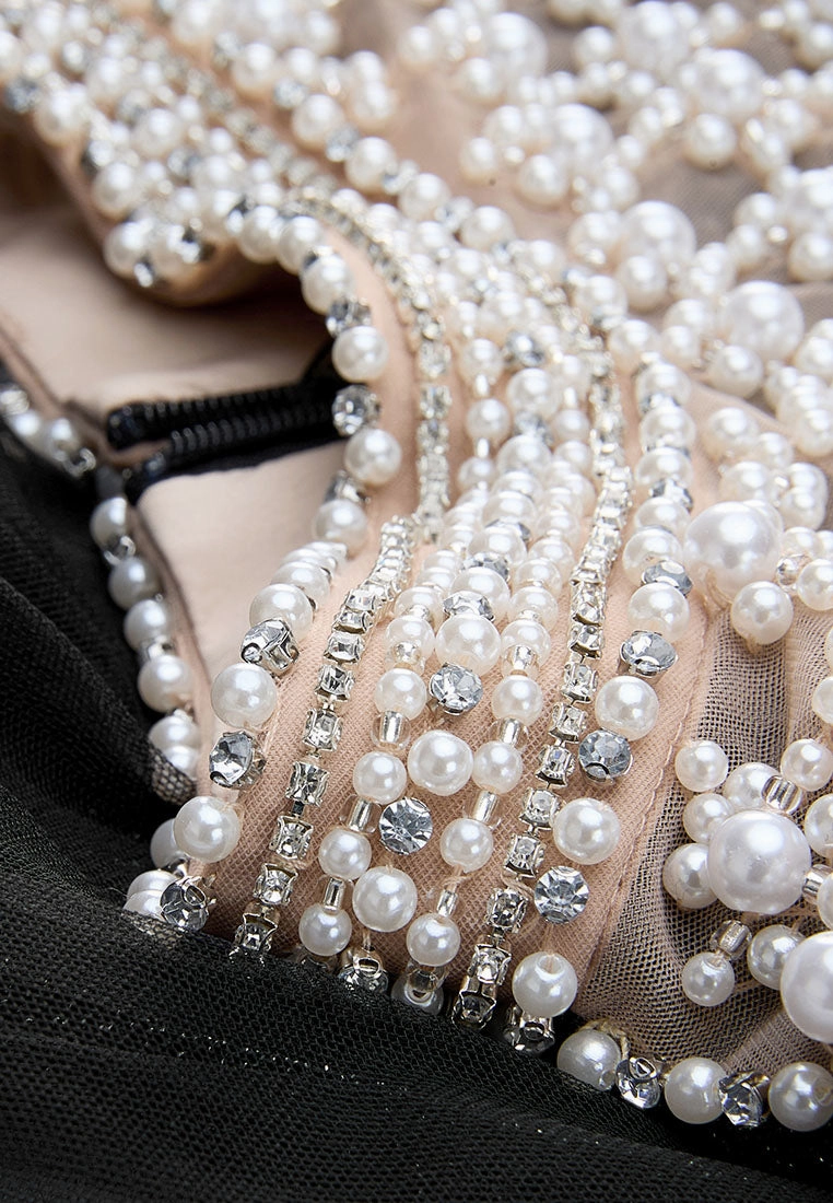 Pearl-detail Lurex Organza Gown