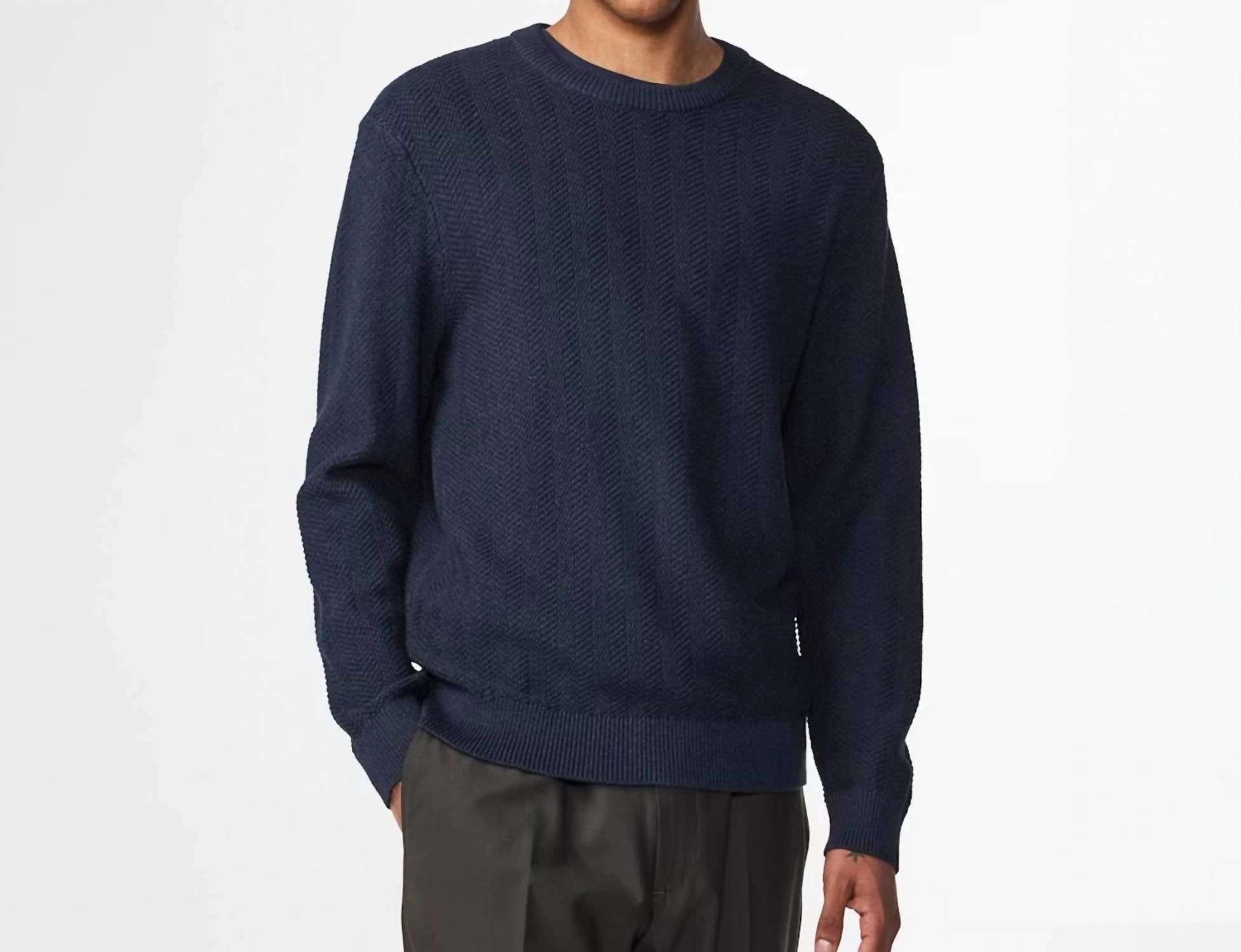 Pete Crew Sweater In Navy Melange