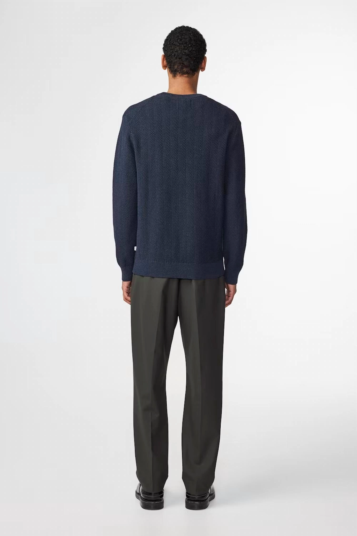 Pete Crew Sweater In Navy Melange
