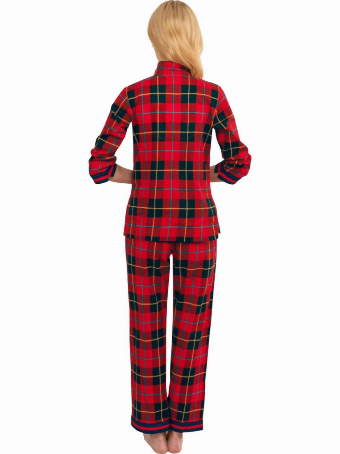 Plaidly Cooper Pajama Set In Red/multi