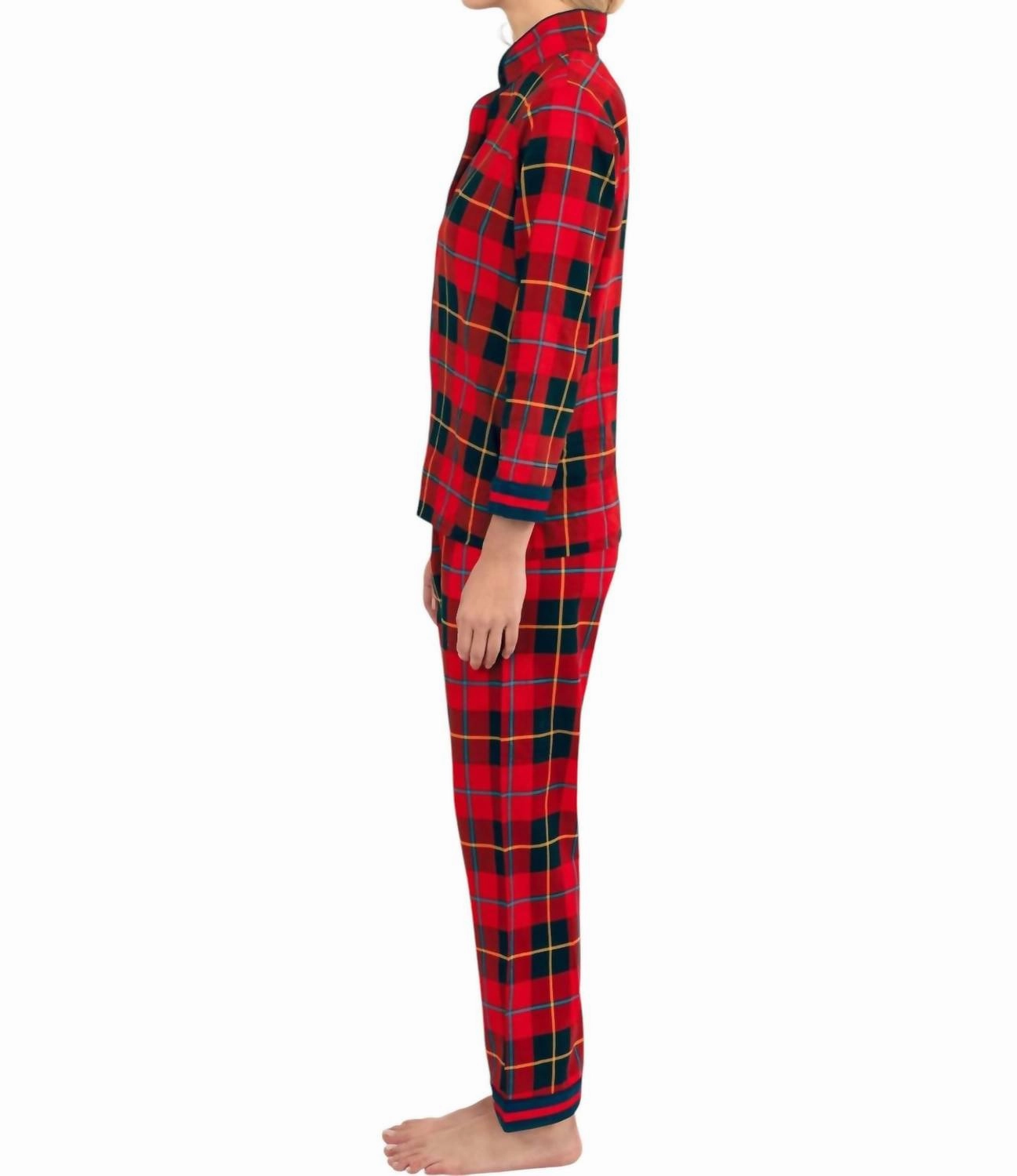 Plaidly Cooper Pajama Set In Red/multi