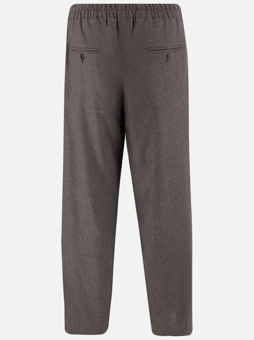 Pleated Stretch Wool Blend Pants With Comfortable Waist