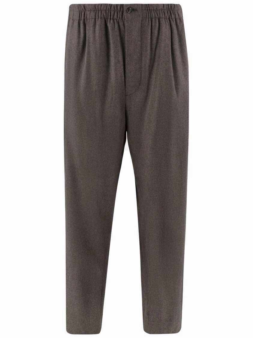 Pleated Stretch Wool Blend Pants With Comfortable Waist