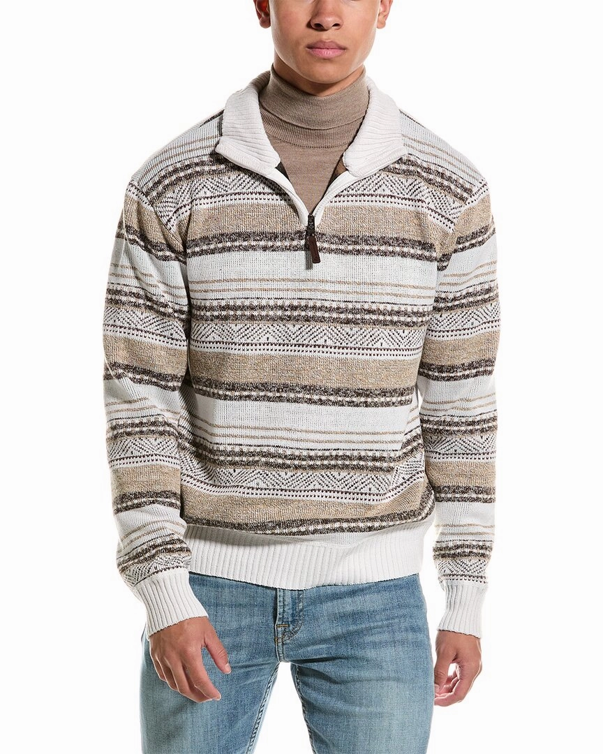 Point Zero Mock Zip Striped Texture 1/4-Zip Sweater
