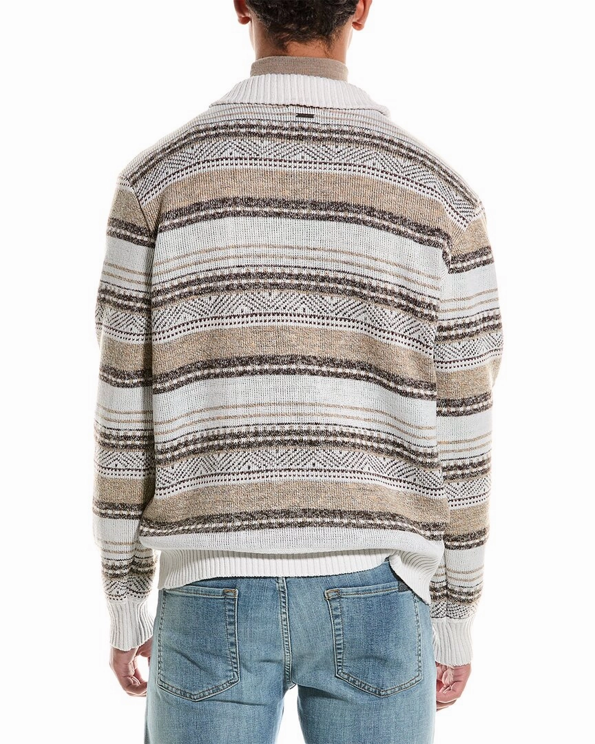 Point Zero Mock Zip Striped Texture 1/4-Zip Sweater