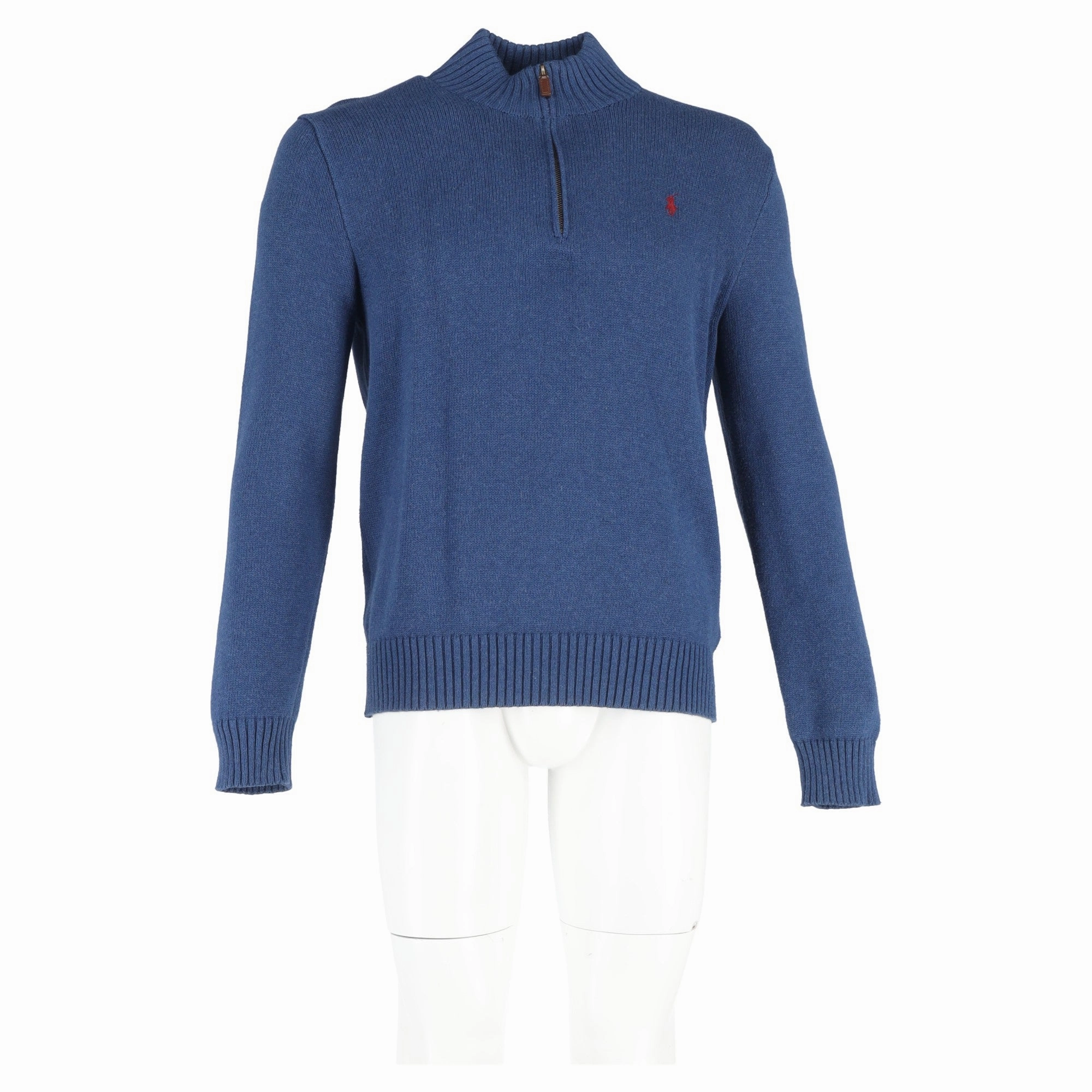 Polo Ralph Lauren Mock Neck Long Sleeve Jumper in Blue Cotton