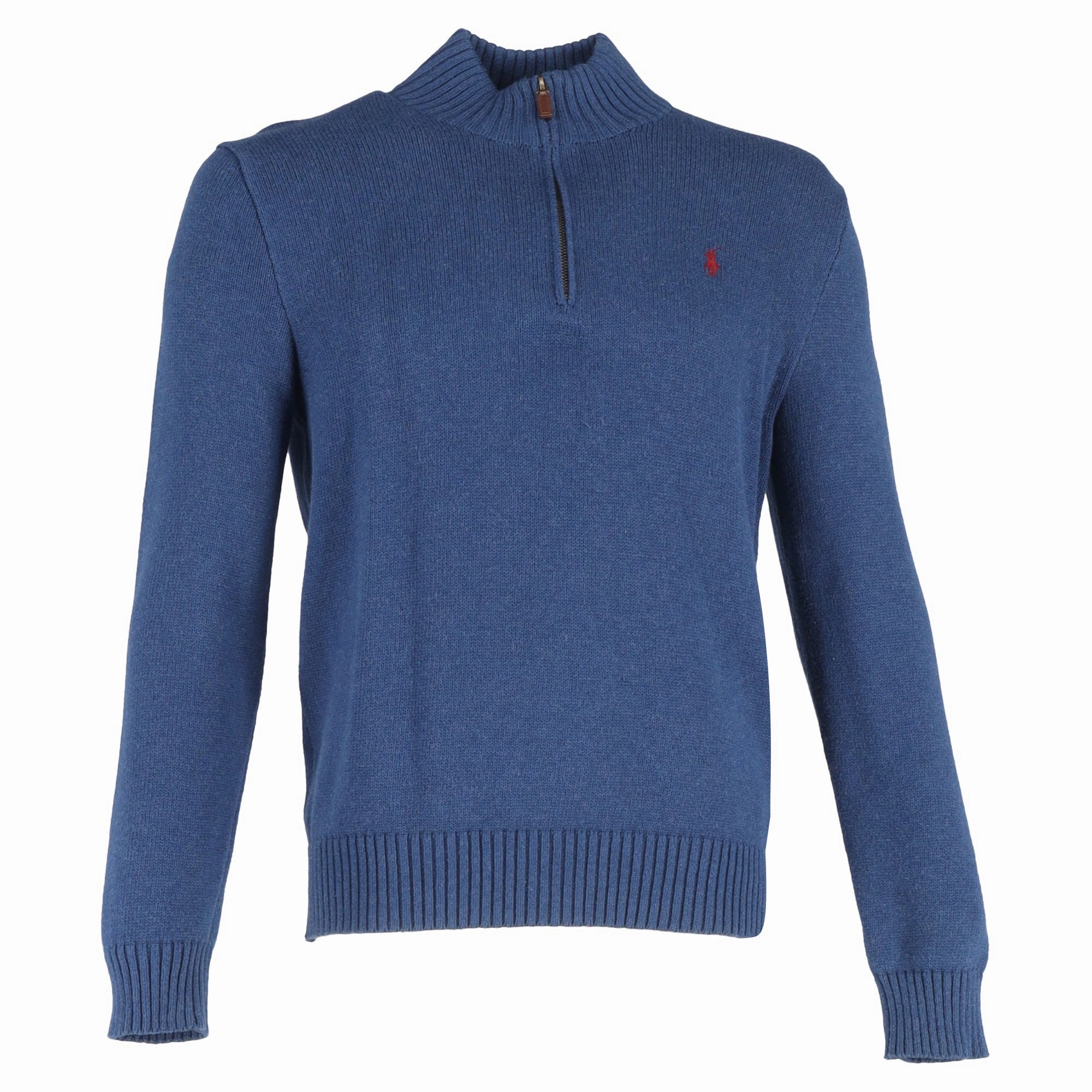 Polo Ralph Lauren Mock Neck Long Sleeve Jumper in Blue Cotton