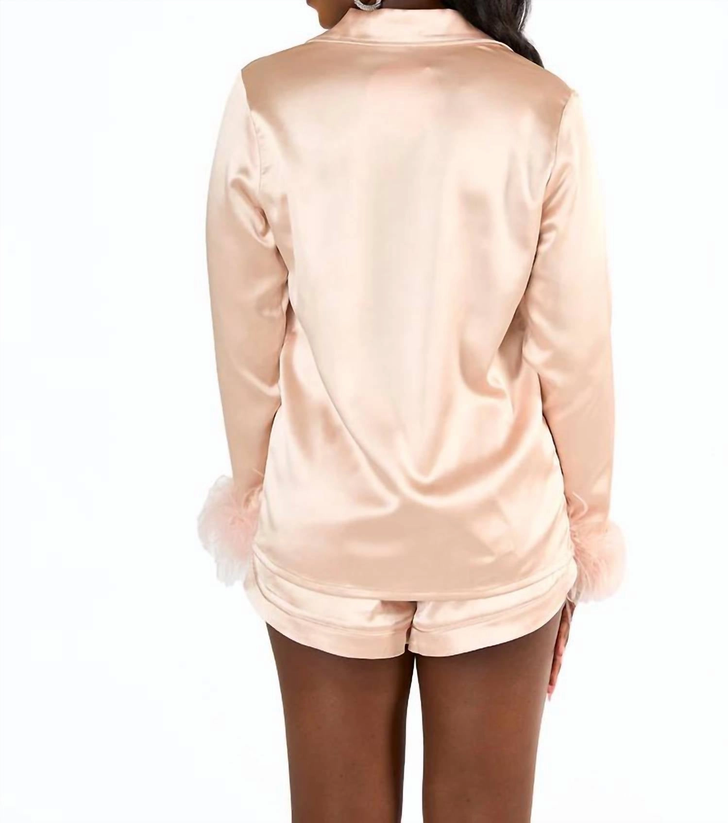 Prescott Feather Pajama Set In Champagne