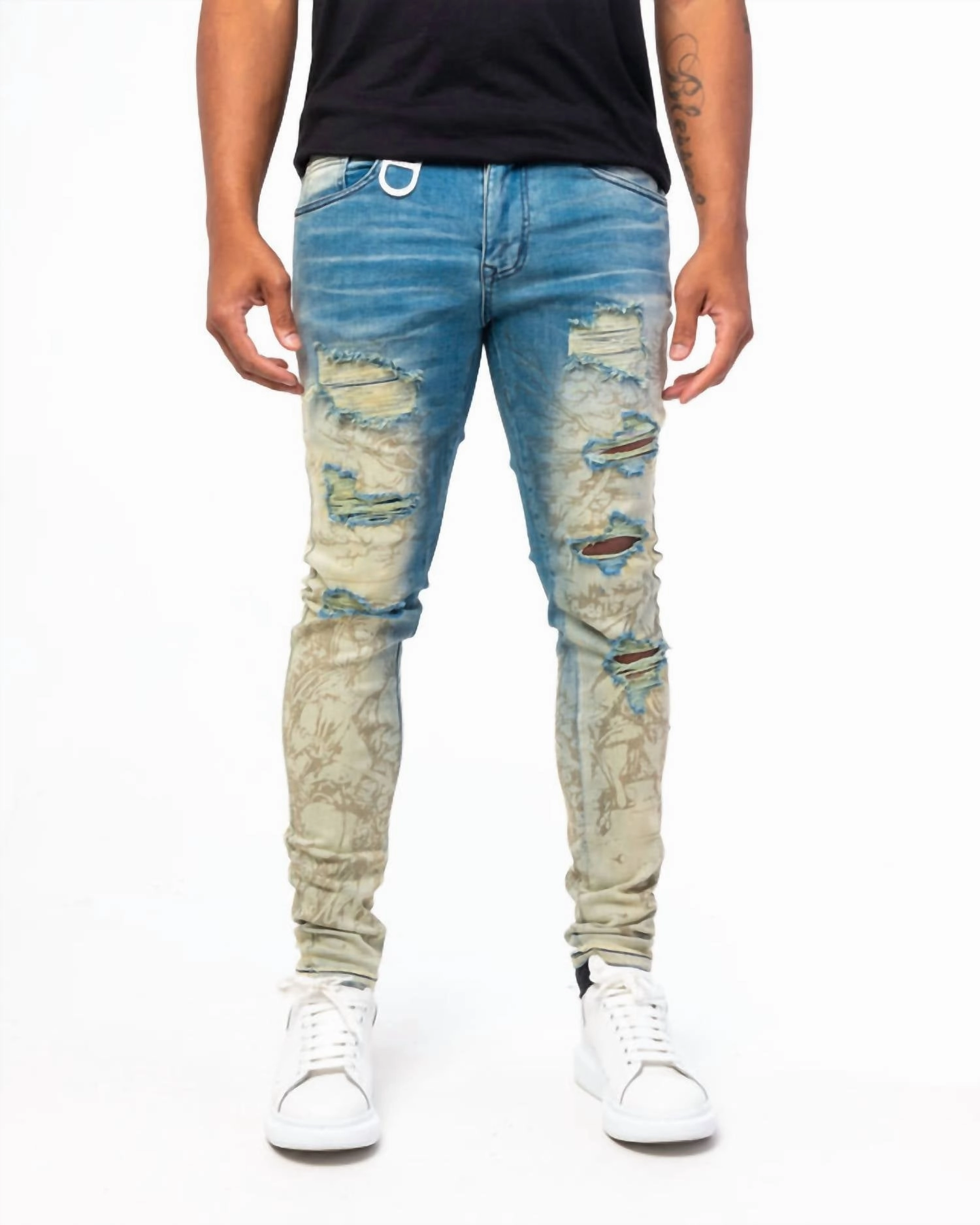 Prophetic Printed Denim Jeans In Desert Blue