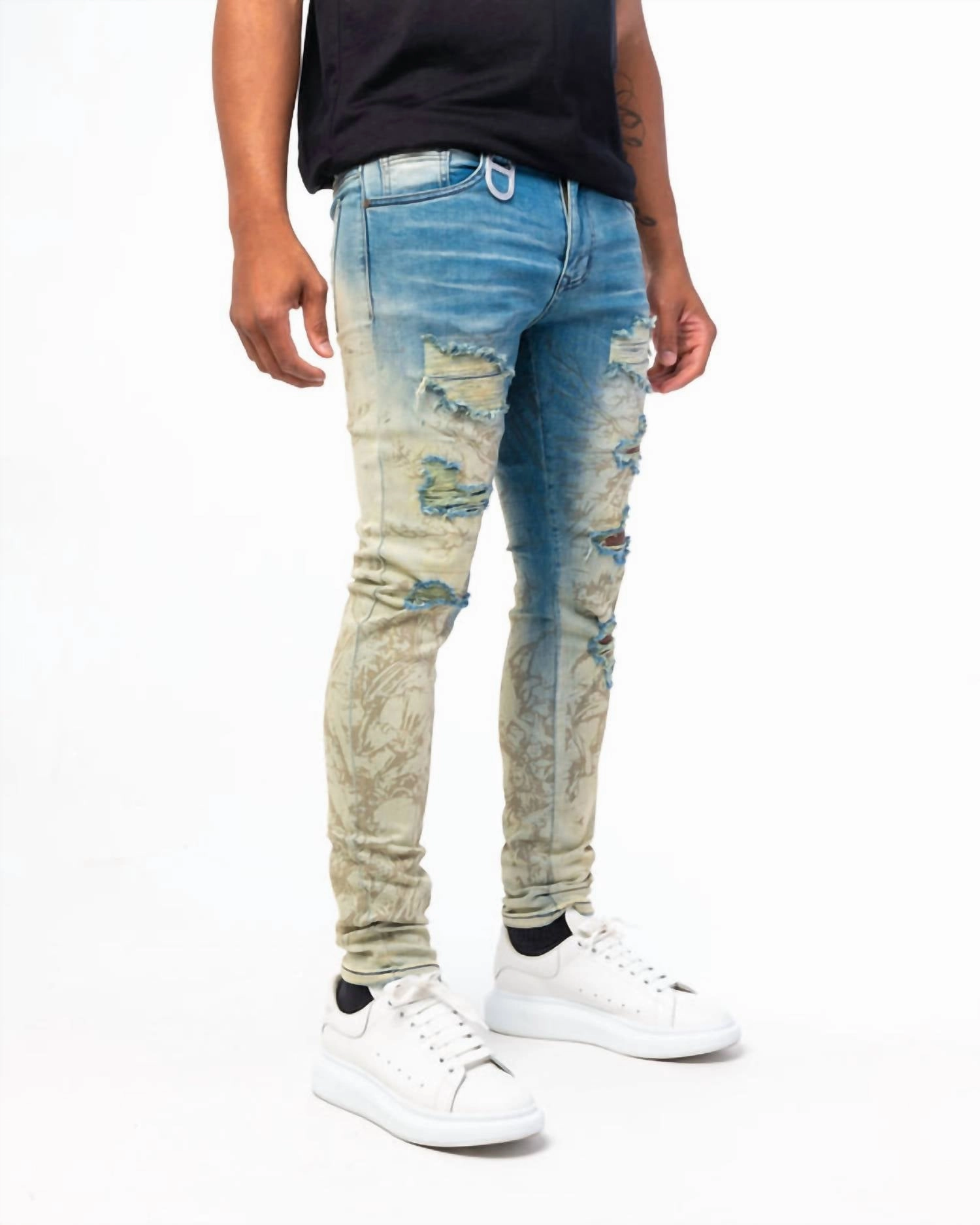 Prophetic Printed Denim Jeans In Desert Blue