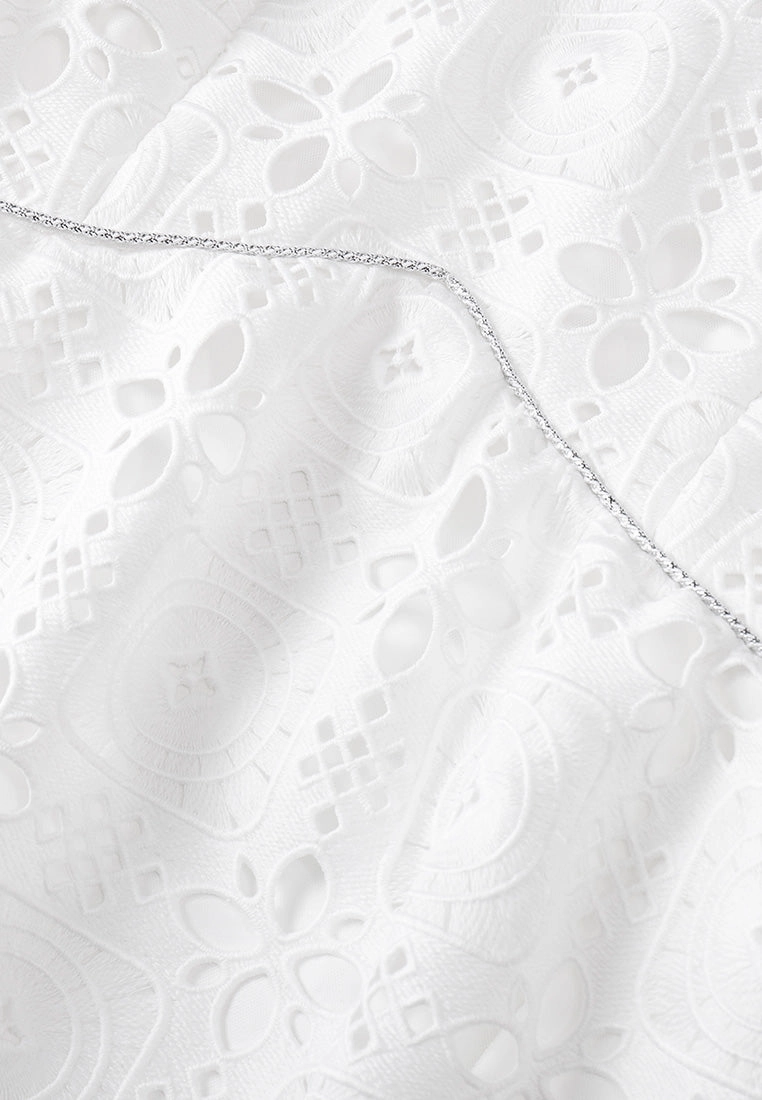 Puff Sleeves White Lace Dress