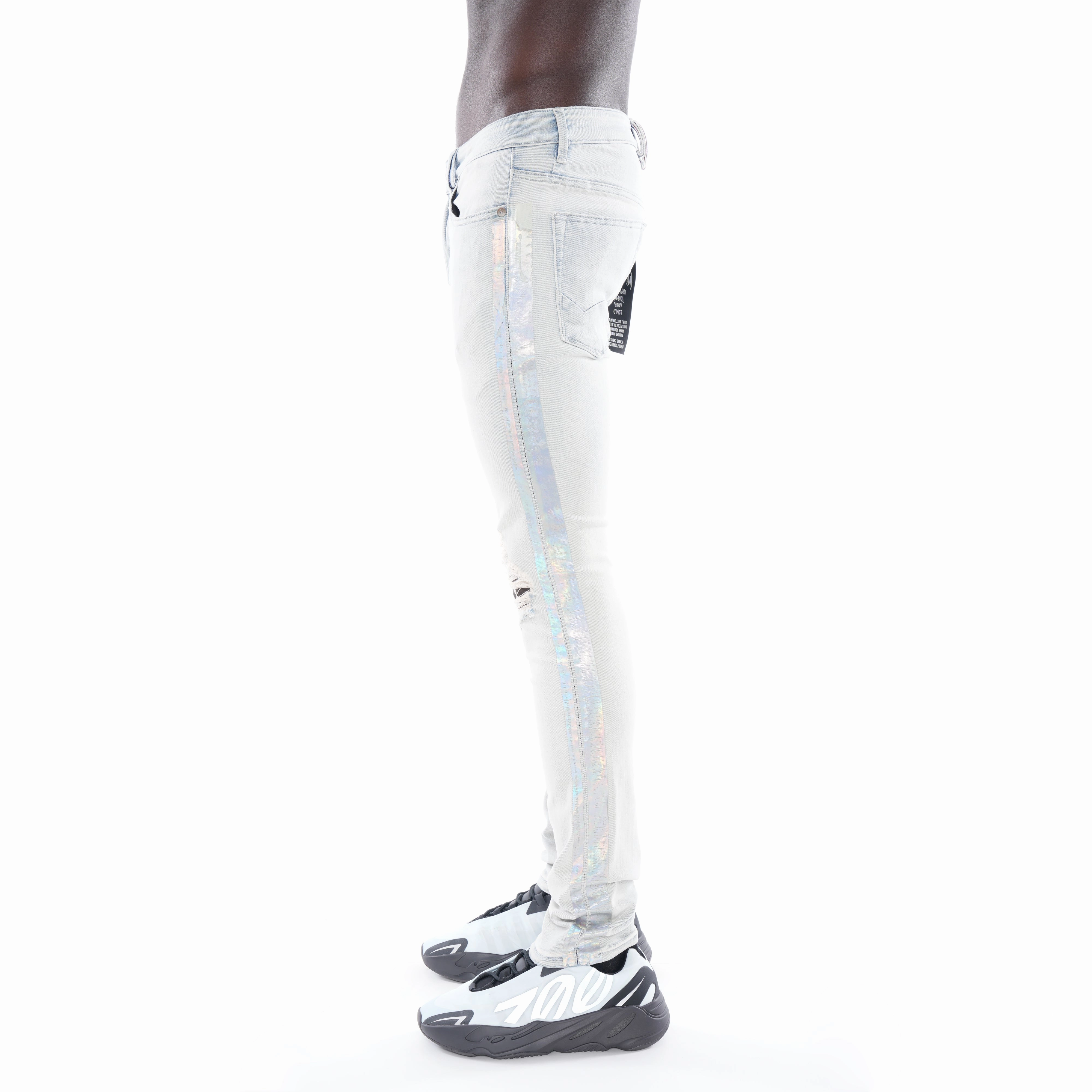 PUNK SUPER SKINNY BELTED STRETCH IN FOIL