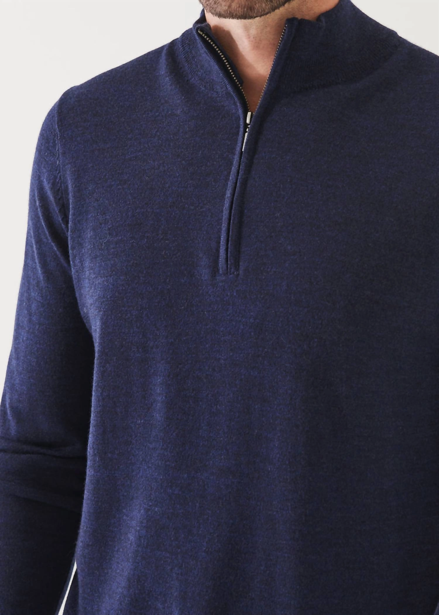 Quarter Zip Mock Neck Sweater In Navy