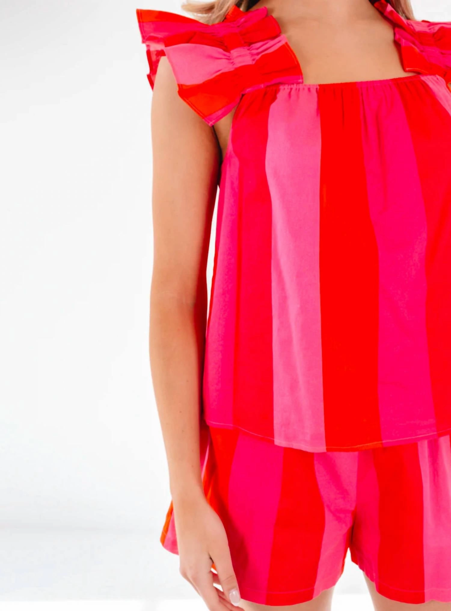 Rae Short Set In Pink And Orange