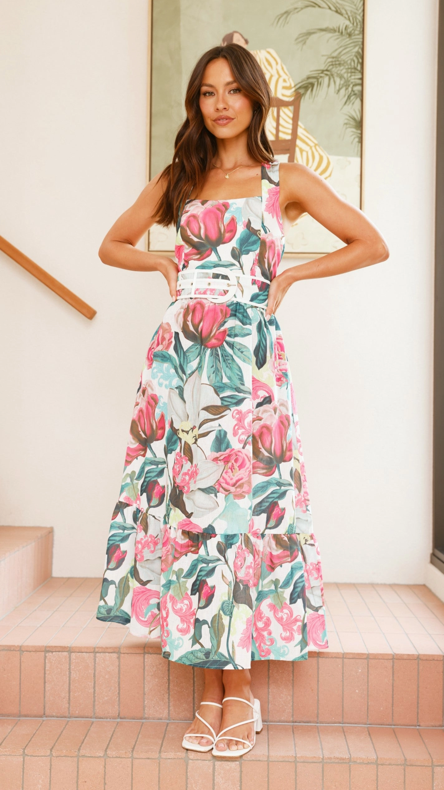 Reba Maxi Dress - Pink/Green Floral