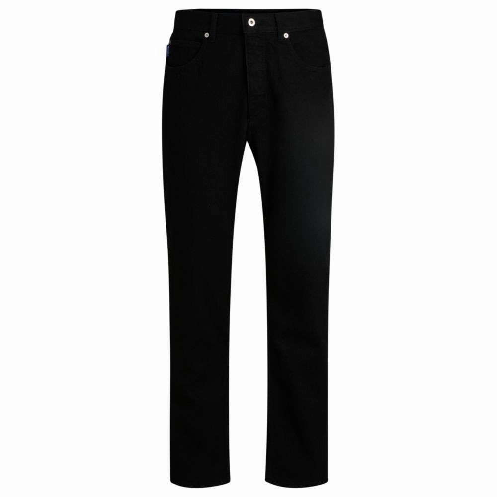 Regular-fit jeans in black rinse-washed denim