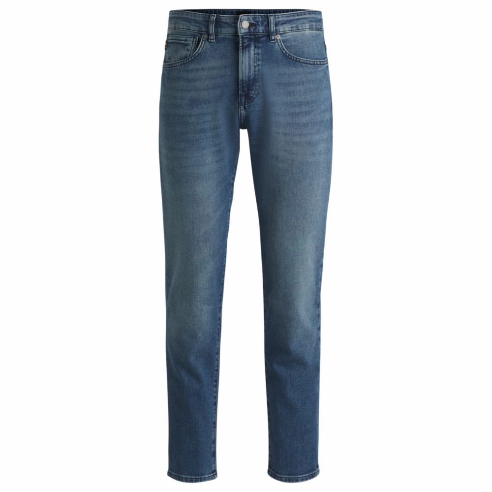 Regular-fit jeans in mid-blue comfort-stretch denim