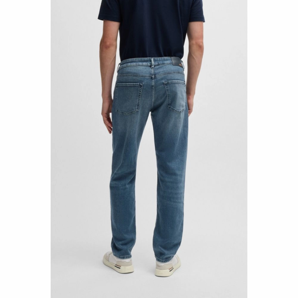 Regular-fit jeans in mid-blue comfort-stretch denim