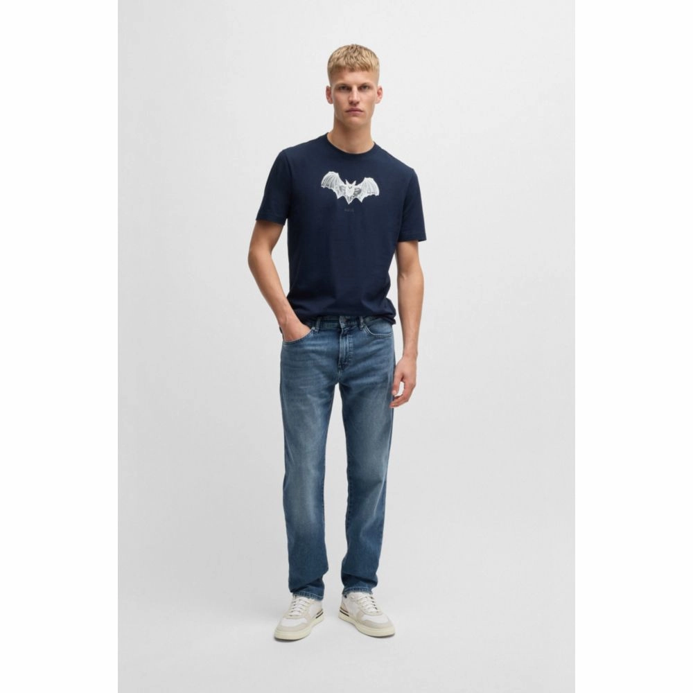 Regular-fit jeans in mid-blue comfort-stretch denim