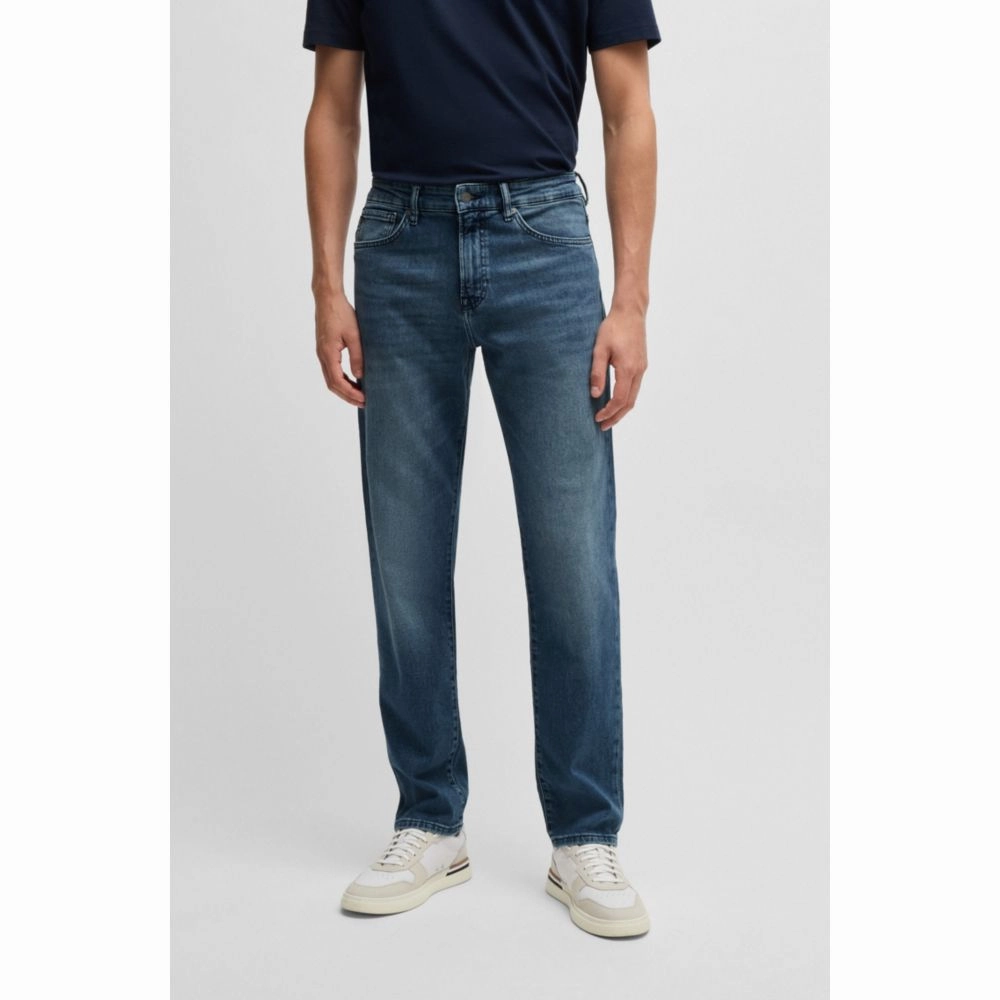 Regular-fit jeans in mid-blue comfort-stretch denim
