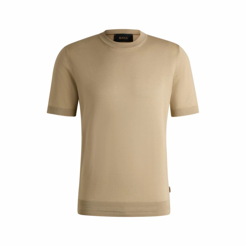 Regular-fit knit T-shirt in silk and cotton