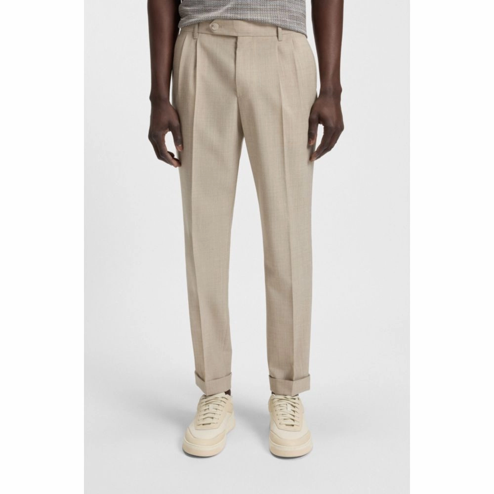 Regular-fit pants in micro-patterned wool