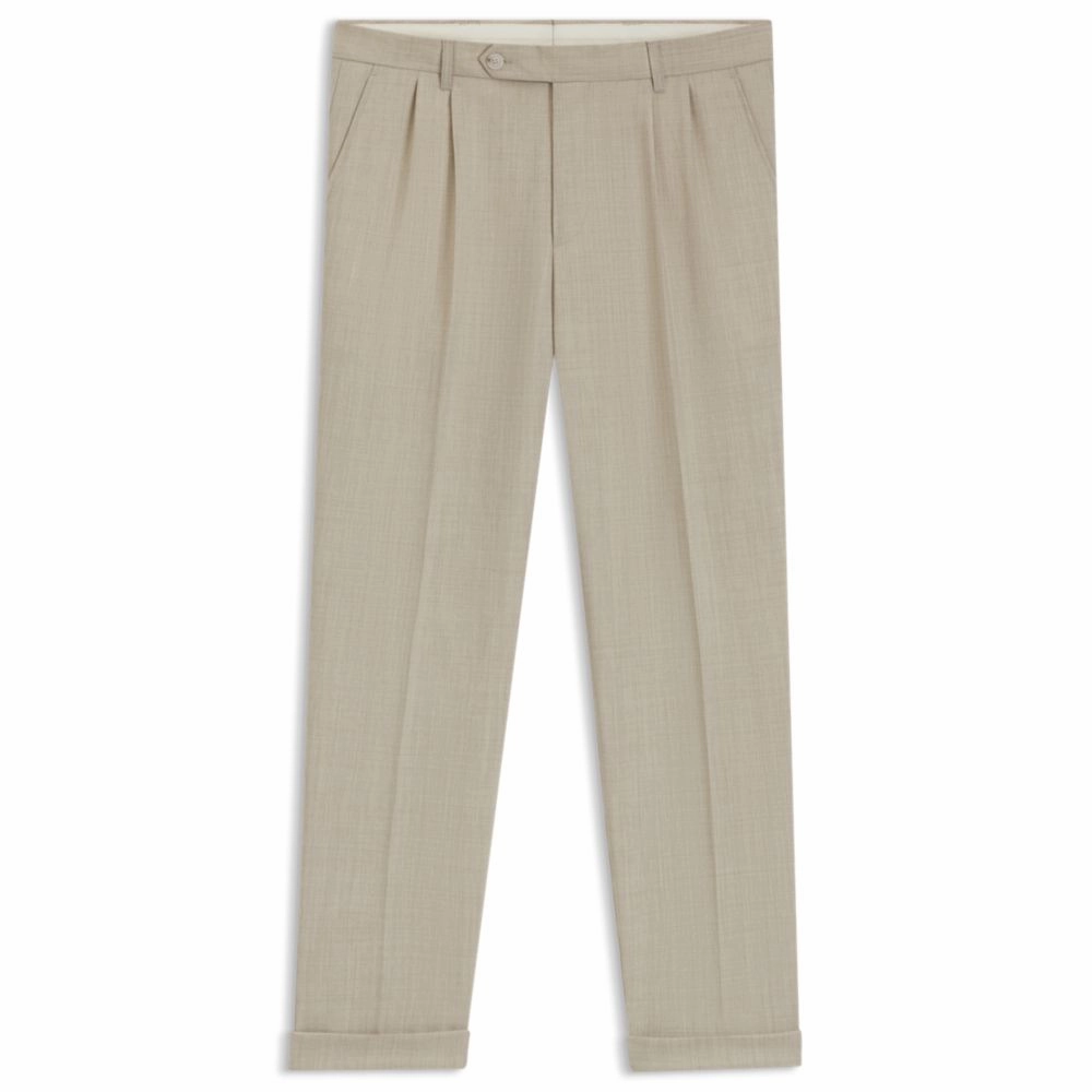 Regular-fit pants in micro-patterned wool