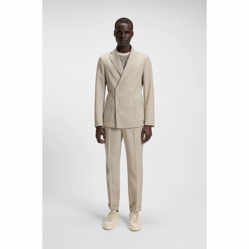 Regular-fit pants in micro-patterned wool