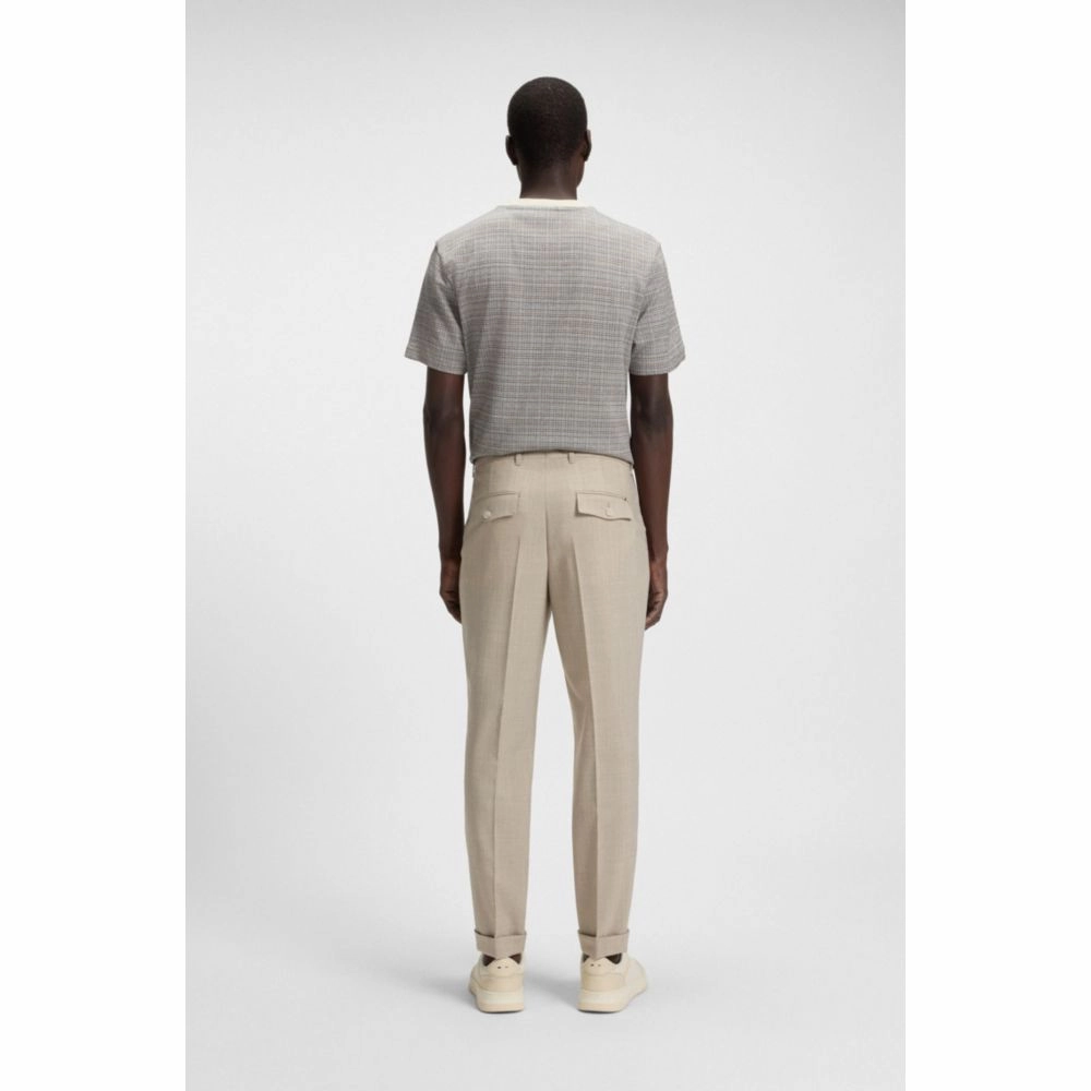 Regular-fit pants in micro-patterned wool