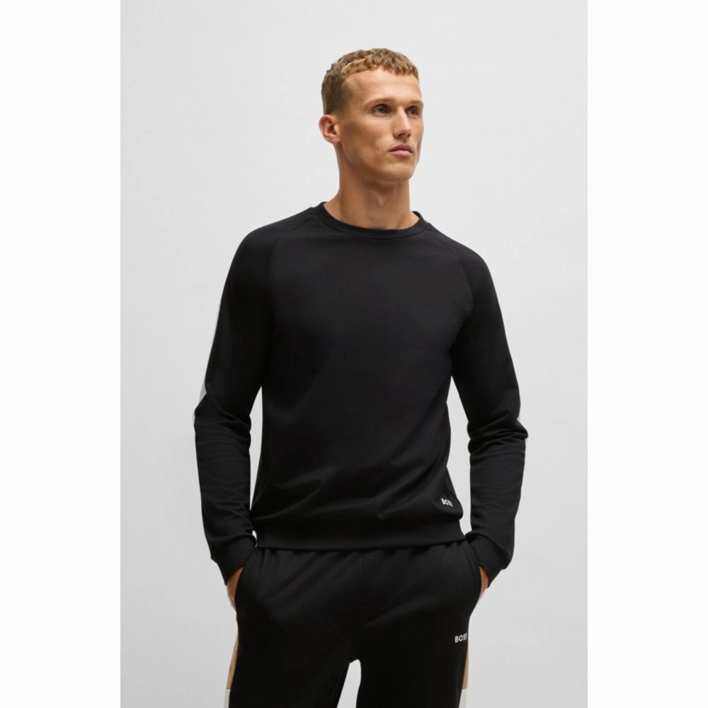 Regular-fit sweatshirt in cotton terry with contrast panels