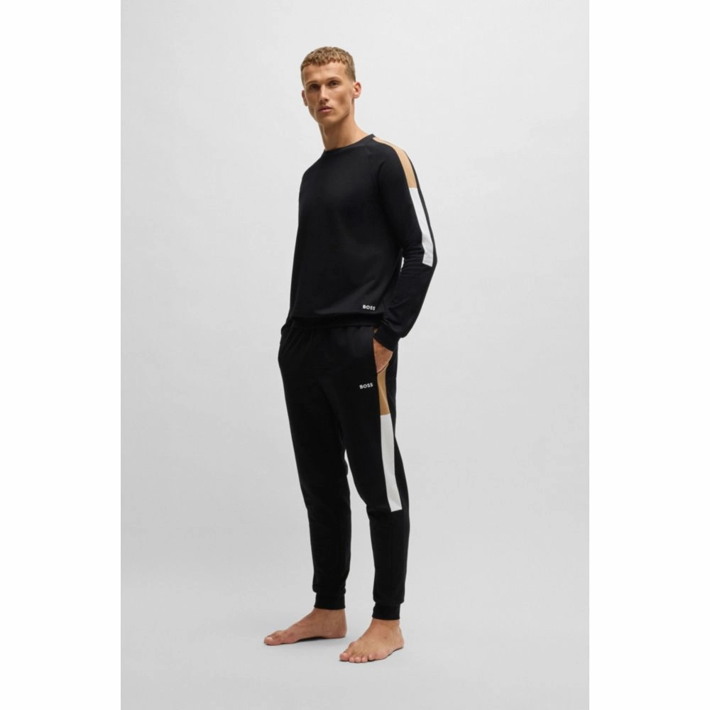 Regular-fit sweatshirt in cotton terry with contrast panels