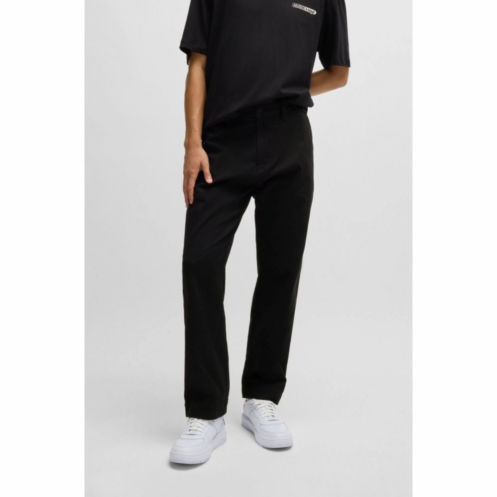 Regular-fit trousers in cotton twill with signature label