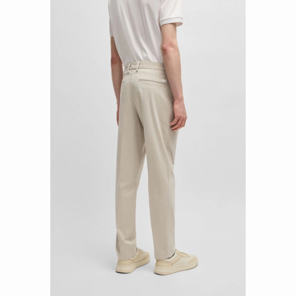 Regular-fit trousers in printed stretch cotton