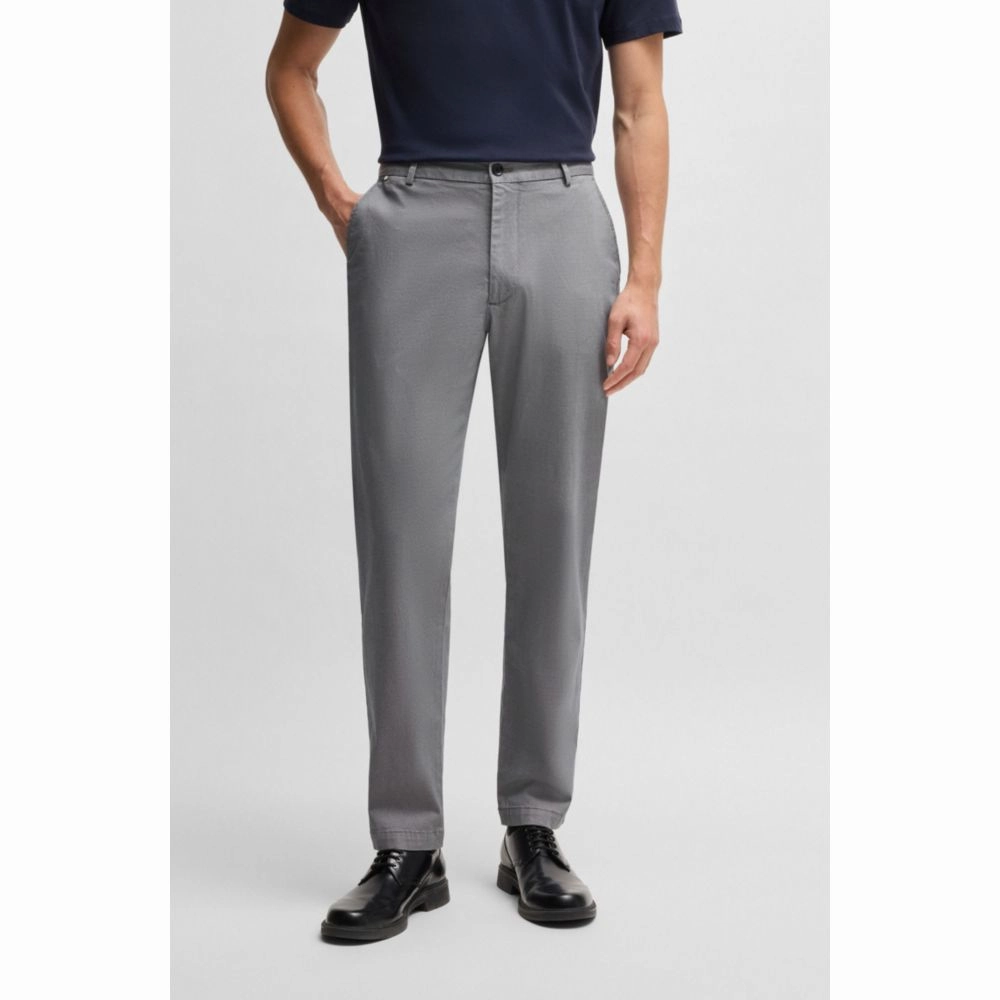 Regular-fit trousers in printed stretch cotton