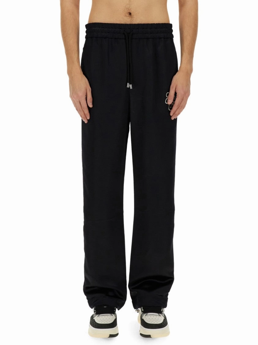Relaxed Fit Black Pants With Embroidery
