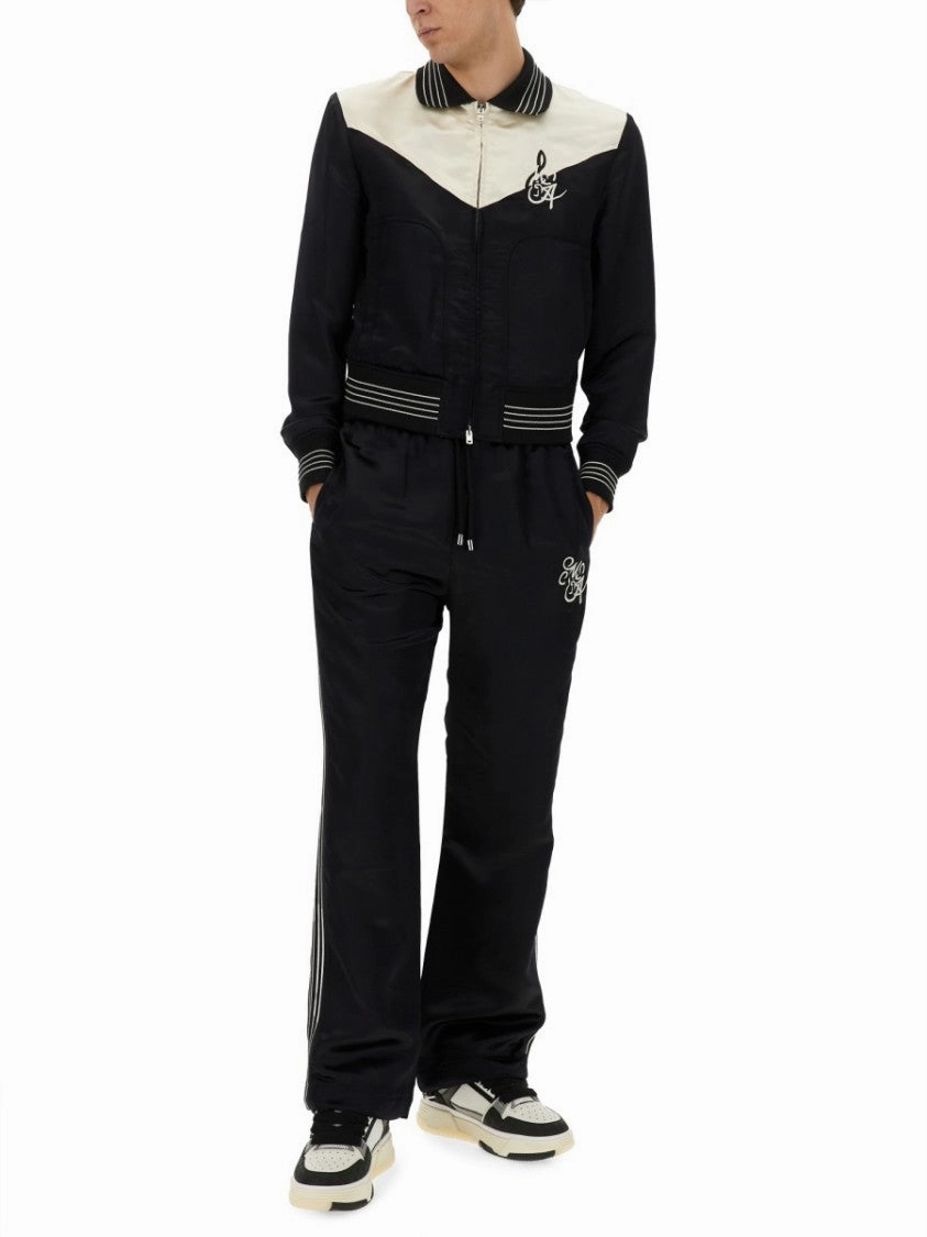Relaxed Fit Black Pants With Embroidery
