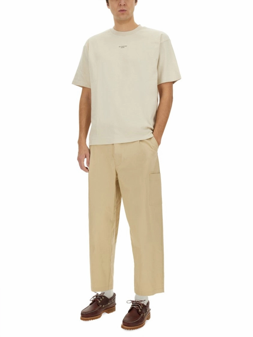 Relaxed Fit Cropped Pants With Tapered Leg