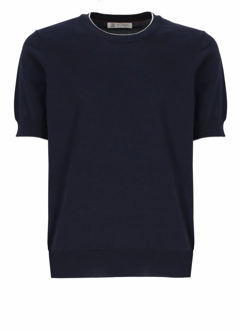Relaxed-Fit Dark Blue Cotton Sweater