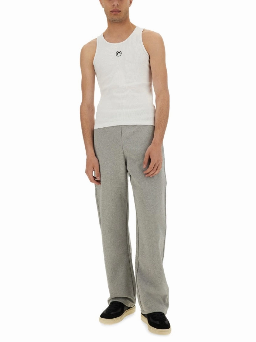 Relaxed-Fit Grey Track Pants With Elastic Waistband