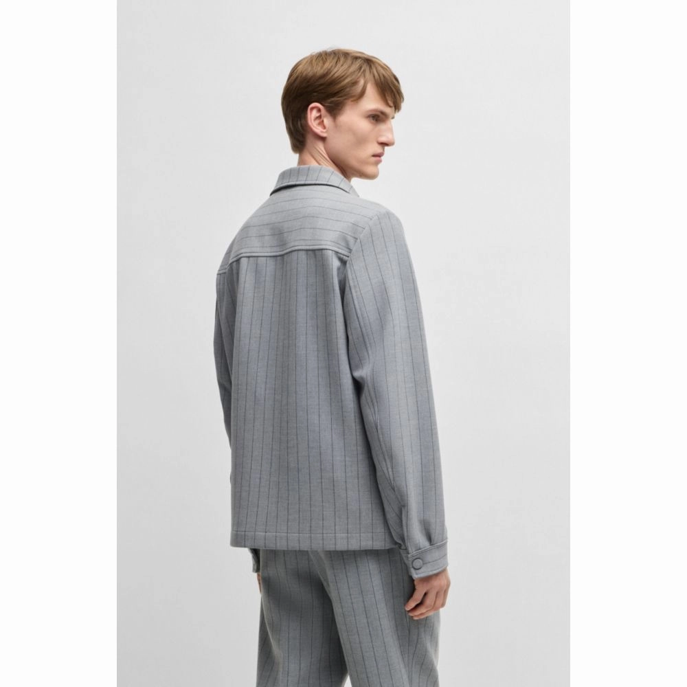 Relaxed-fit overshirt with stripe and script logo