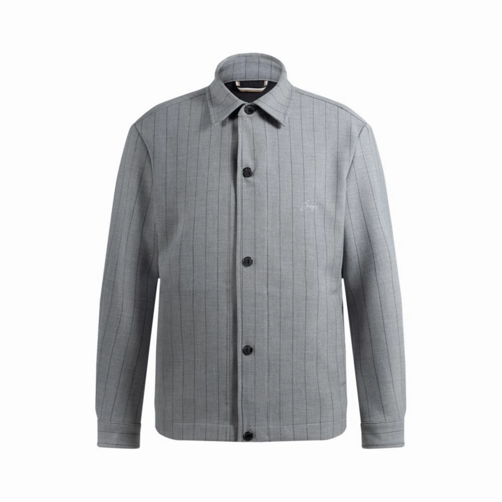 Relaxed-fit overshirt with stripe and script logo