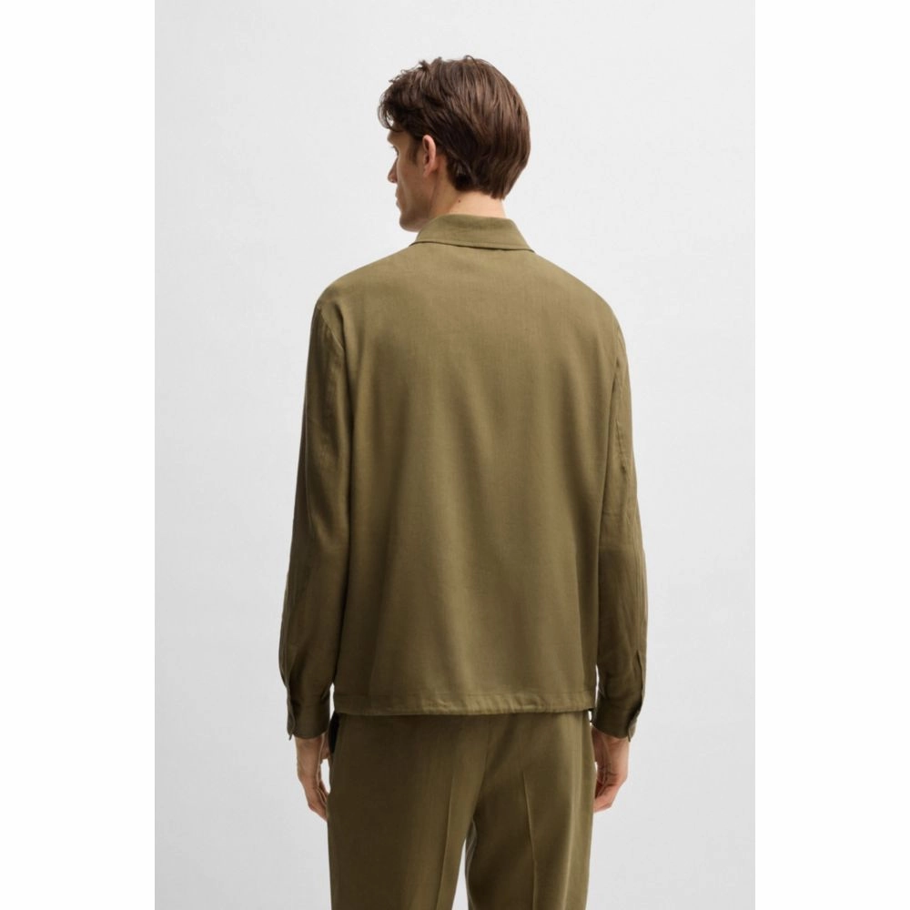 Relaxed-fit zipped overshirt in a linen blend
