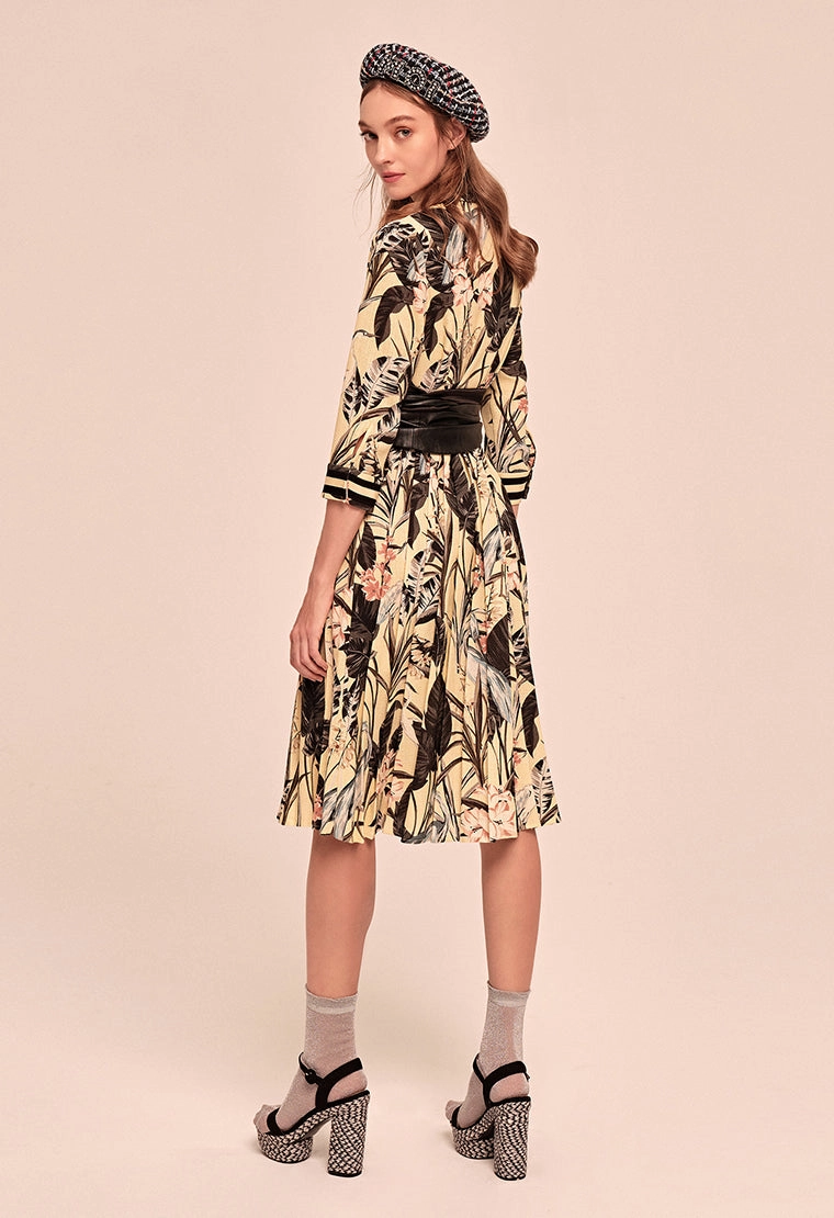 Retro tie collar chiffon dress