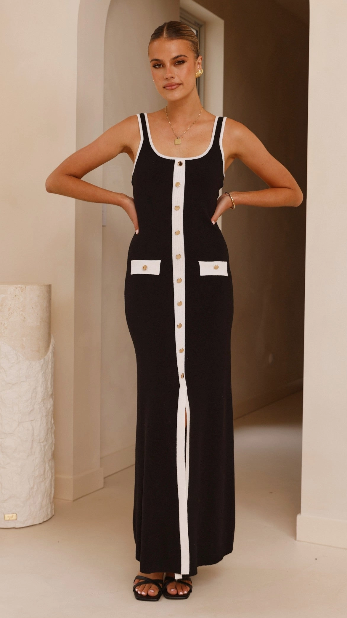 Rhi Maxi Dress - Black/White