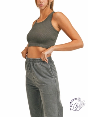 Ribbed Seamless Hybrid Cropped Tank Top affordable athletic pants for men