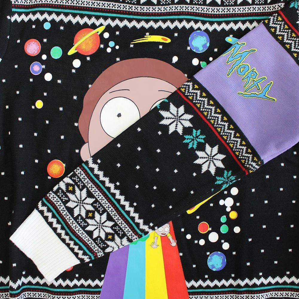 Rick and Morty Rainbow Knitted Christmas Jumper / Sweater
