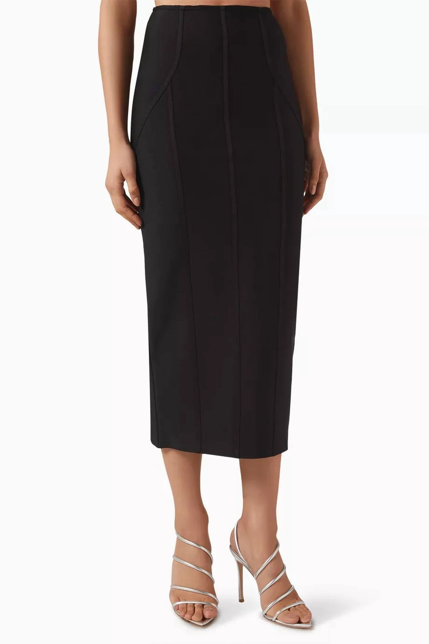 Rose Crop Top & Midi Skirt Set In Black