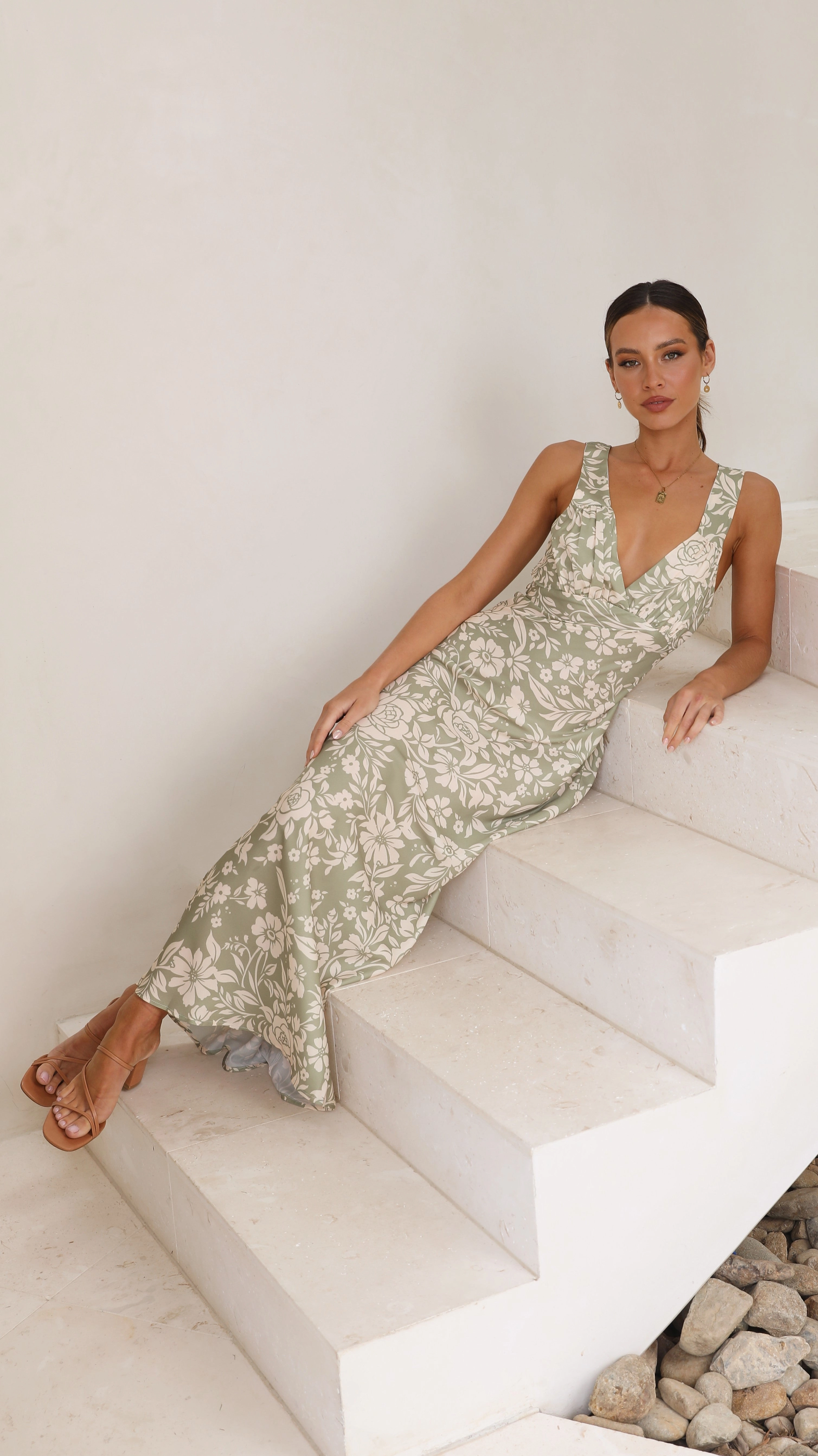 Rubie Maxi Dress - Green Floral