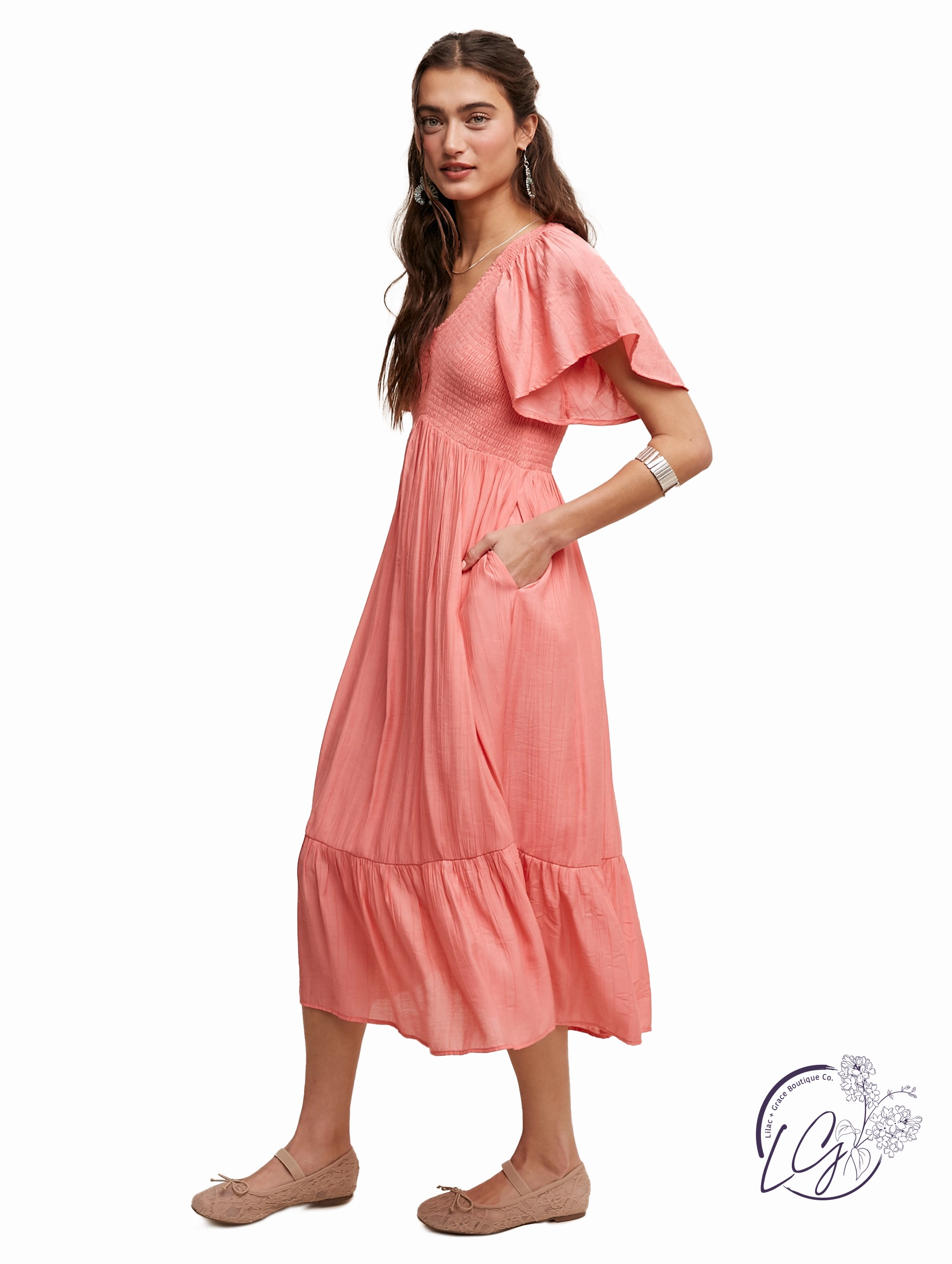 Ruffle Romance V-neck Maxi Dress